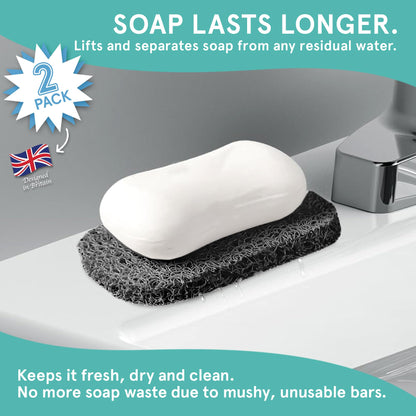 Soap Saver by Smith’s® | Extend Your Soap’s Life | 14 cm (L) x 8 cm (W) x 1.2 cm (H) | Black / 2 Pack | 50% Thicker | Enhanced Design