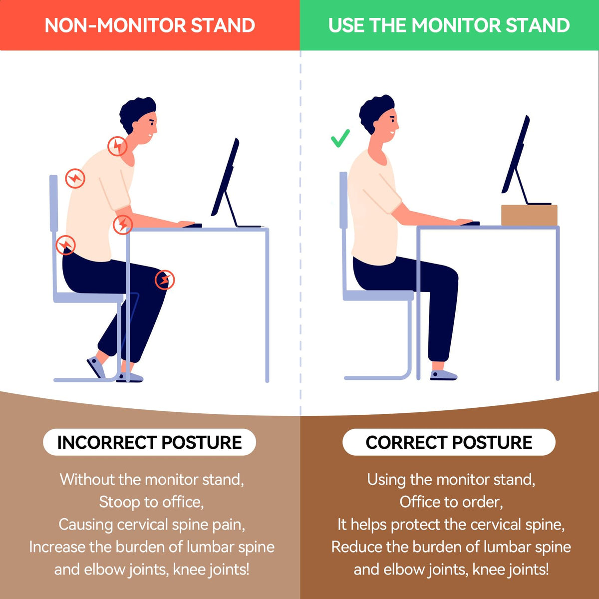 KIRIGEN Wooden Monitor Stand, 59 cm Desk Riser, Natural