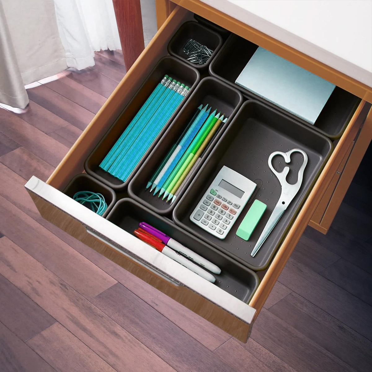 Nuts OT nuts Desk Drawer Organiser Tidy Dividers 24Pcs Makeup Dividers 3 Sizes Plastic Trays for Storage for Dresser Cosmetics Office Stationery