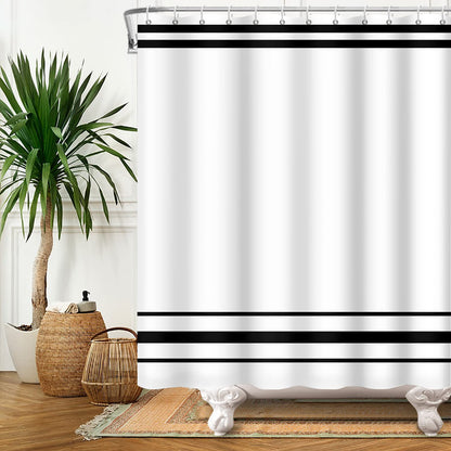 SDOTPMT 120x180cm Black and White Shower Curtain Modern Classic Black Striped Bath Curtain Rustic Farmhouse Minimalism Bathtub Curtain for Bathroom