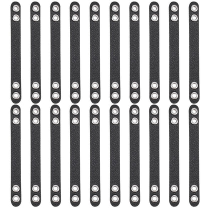 NBEADS 20 Pcs Coat Hanging Chains, Imitation Leather Bag Webbing Straps with Silver Metal Eyelets Durable Coat Loops Hanger Straps for Coats Jackets