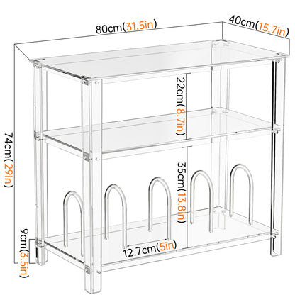 solaround Clear Acrylic Record Player Stand, with Vinyl Records Storage