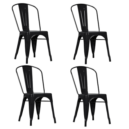 BrackenStyle Set of 4 Tolix Style Retro Bistro Chair, Black