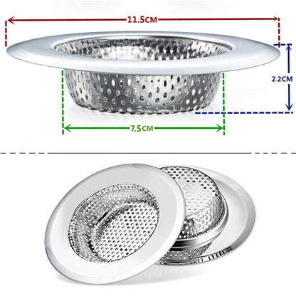 2 Pack Tomario Stainless Steel Kitchen Sink Strainer, Standard Sink Drain Protector Hair Catcher for Kitchen Bathroom Shower Kitchen Dishwasher Safe