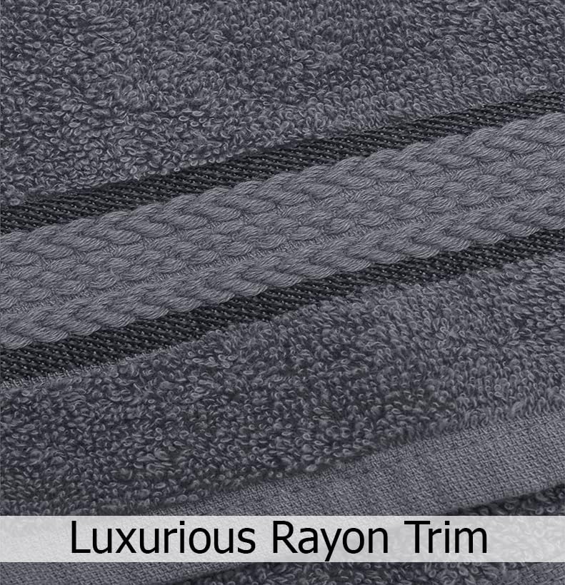 COTTON CRAFT Ultra Soft Luxury 6 Piece Ringspun Cotton Towel Set, 580GSM, Heavyweight, 2 Bath Towels, 2 Hand Towels, 2 Washcloths, Charcoal Grey