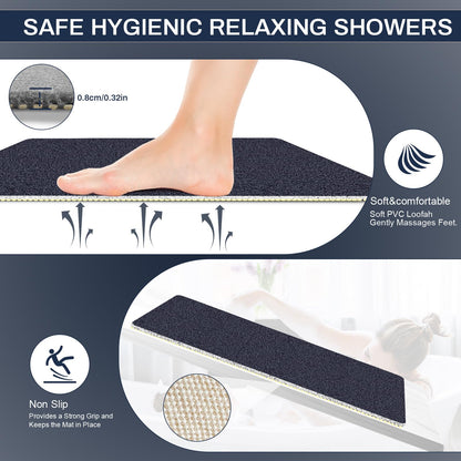 BLESWIN Shower Mat Non Slip 60x60CM, Shower Quick Dry Mats with Drain Hole, Square Antibacterial PVC Bath Mat for Inside Shower