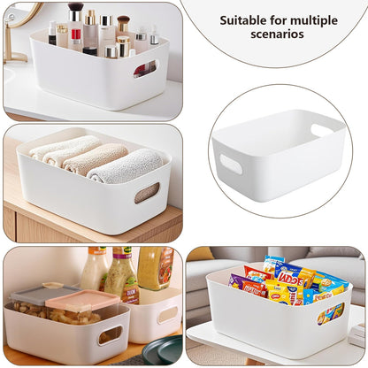 YUNSHANGHE Pack of 10 Storage Boxes Plastic Storage Basket with Handles, 30 x 20 x 12 cm Storage Plastic Box for Kitchen Cabinet Bathroom Shelf