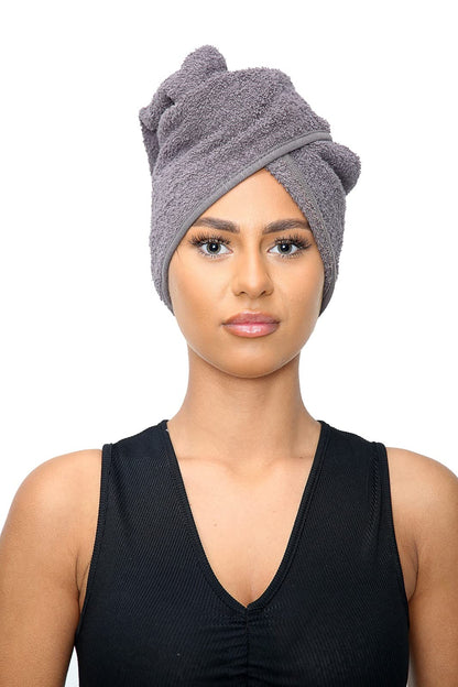 Sapphire Collection Hair Drying Towels, 100% Pure Terry Towel Cotton Soft Hair Towel Wrap Hair Twist Turban Towel Absorbent Hair Cap Head Wrap Spa