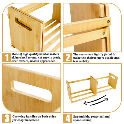 SHILIPAIJC Expandable Desktop Bookshelf, Small Countertop Bookcase