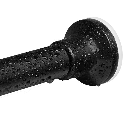 Shower Curtain Pole No Drill, Matte Black 72-194 CM Spring Pole Adjustable Tension Shower Curtain Rod for Bathroom Shower Curtain, Windows Curtain,
