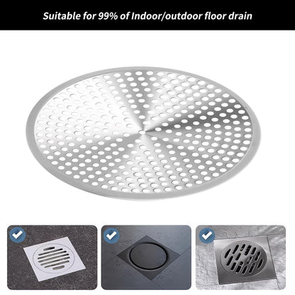 Shower Drain Hair Catcher 2Pcs 12cm Bathroom Sink Strainer Reusable Robust Stainless Steel Mesh with Silicone Plughole Protector Super Seal Filter