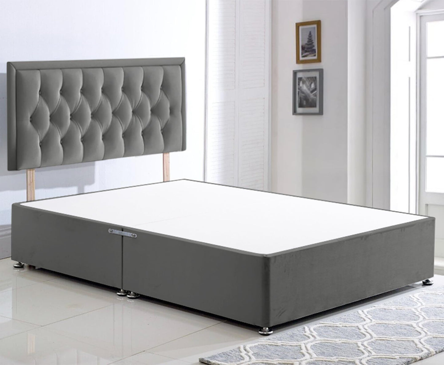 ComfoRest - 5FT King Size Bed Frame in Grey with 24" Headboard | NO DRAWER, WITHOUT MATTRESS | Sleek Setup for Contemporary Bedrooms