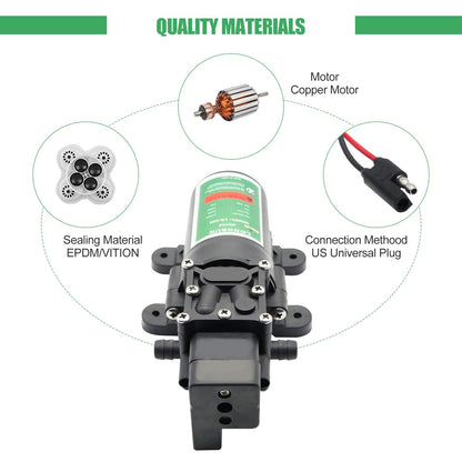 LONGRUN 12V DC Water Pump, Diaphragm Water Pump with Pressure Switch, 4.5L/Min 85 PSI High Pressure Self Priming Caravan Water Pump, Water Pressure