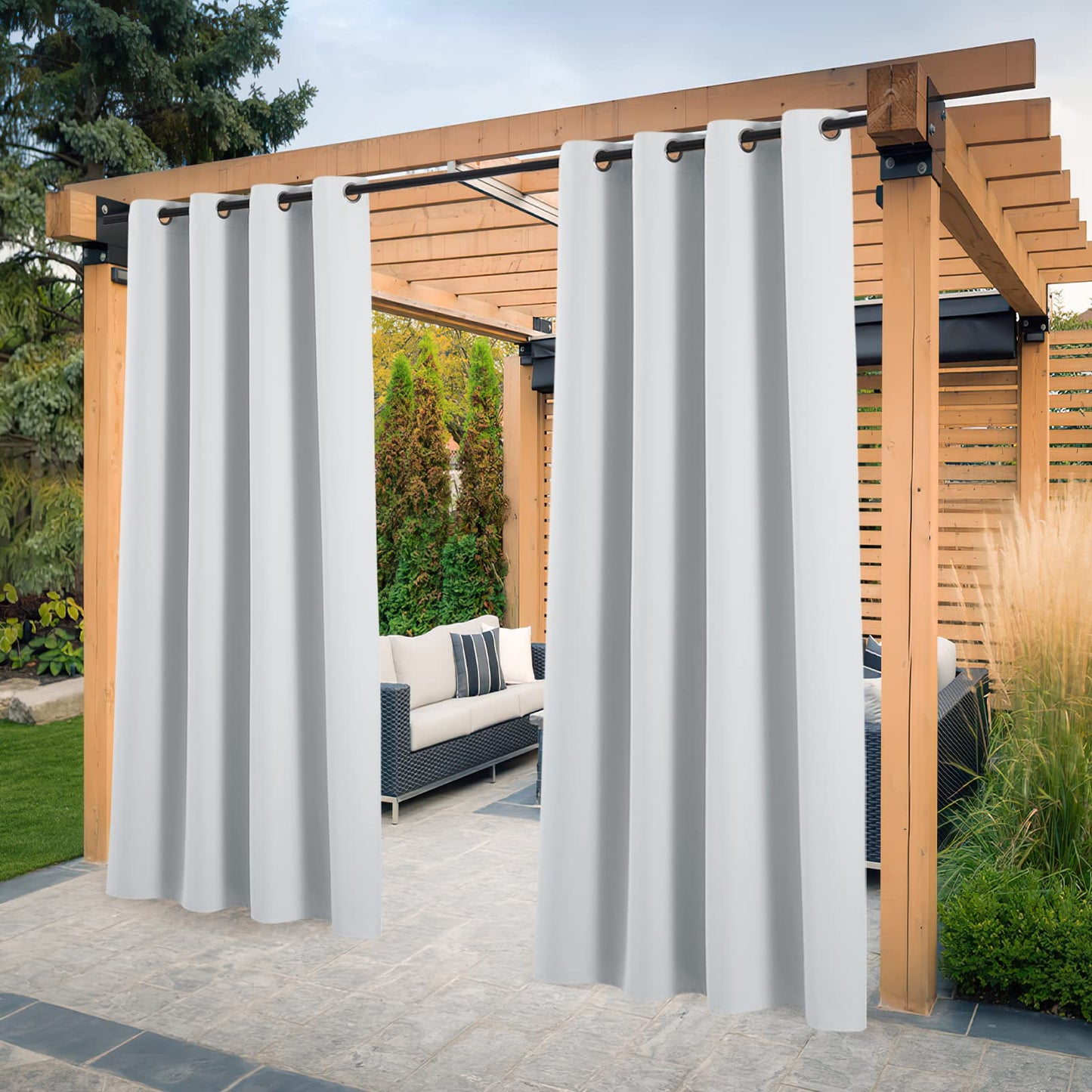 PONY DANCE Outdoor Curtain, Waterproof, Outdoor Curtains, Opaque Patio Curtains with Eyelets, Curtain for Balcony and Gazebo, Opaque Curtains,