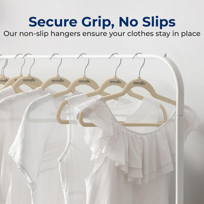 SereneLife Velvet Hangers 10 Pcs, Non Slip Heavy Duty Hanger Set with 360° Swivel Hook, Smooth Velvet Finish to Protect Fabric, Lightweight