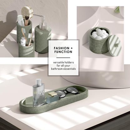 Clara Clark Bathroom Set - Sage Green Bathroom Accessories Set, 5PC Bathroom Accessory Set, Bathroom Sets with Soap Dispenser, Toothbrush Holder