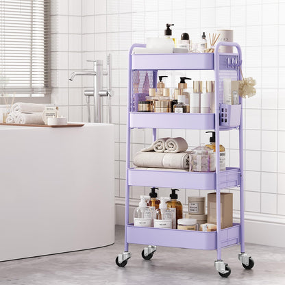 Urackify 4 Tier Storage Trolley on Wheels, Purple