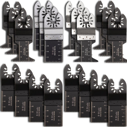 20 Pcs Mix Oscillating Saw Blades, Professional Wood/Metal Universal Multitool Quick Release Saw Blades Fit Fein Multimaster, Ryobi, Milwaukee, Bosch,