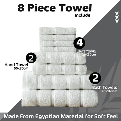 FAIRWAYUK 8-Piece Towels Bale Set for Bathroom, Ultra Soft Premium Quality Water Absorbent Towel Gift Sets, 100% Egyptian Cotton