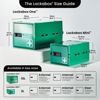 Lockabox One Medi Green | Premium Lockable Medicine Box | 10 Litre Lightweight & Hygienic Medicine Lock Box | BPA-Safe