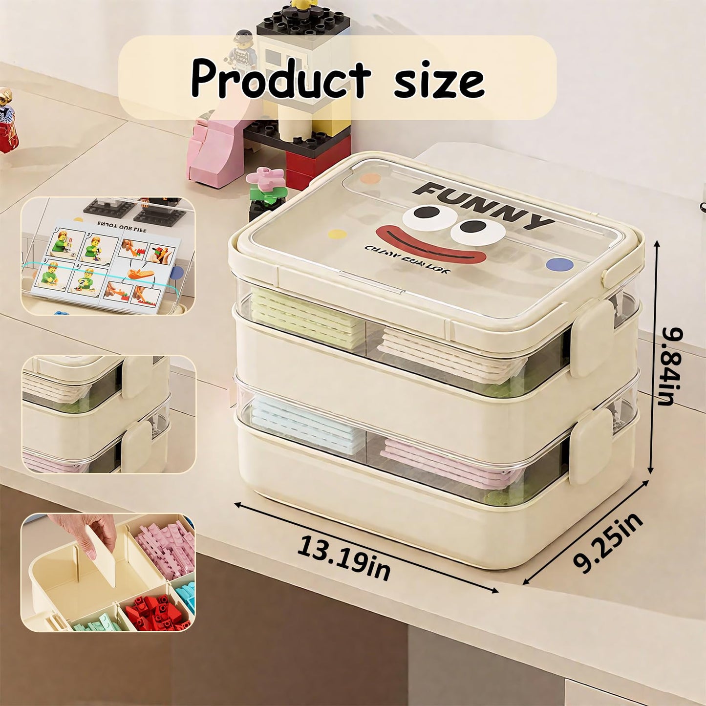 Storage Organiser for Legos 5 Tier Stackable Toy Storage Container Multi Compartment Box Bin for Building Blocks Arts Crafts Supplies Bricks Puzzle