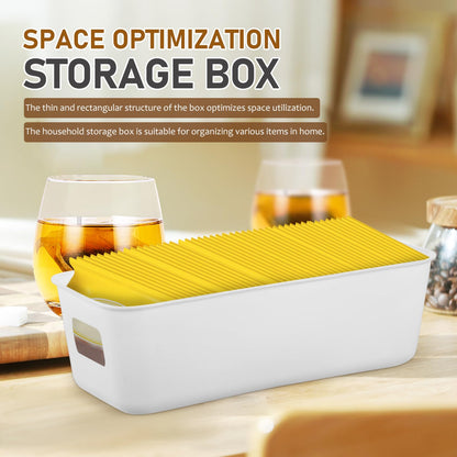 Mobestech Storage Bins Set of 8 Plastic Storage Box with Lid Thin Rectangle Basket for Kitchen Pantry Bathroom under Sink Shelves Organisation 8.86 X