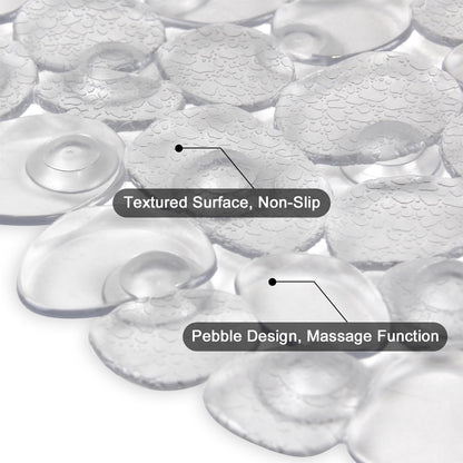 WELTRXE Non Slip Bath Mats for Inside Bath, 69 x 36 cm Clear Pebble Bath Mat Non Slip Anti Mould, Anti Slip Shower Mat