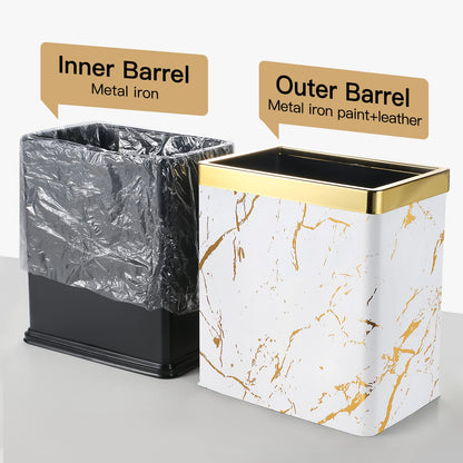 Small Bedroom Waste Bin,Trash Bin for Bathroom Office Hotel,White Gold