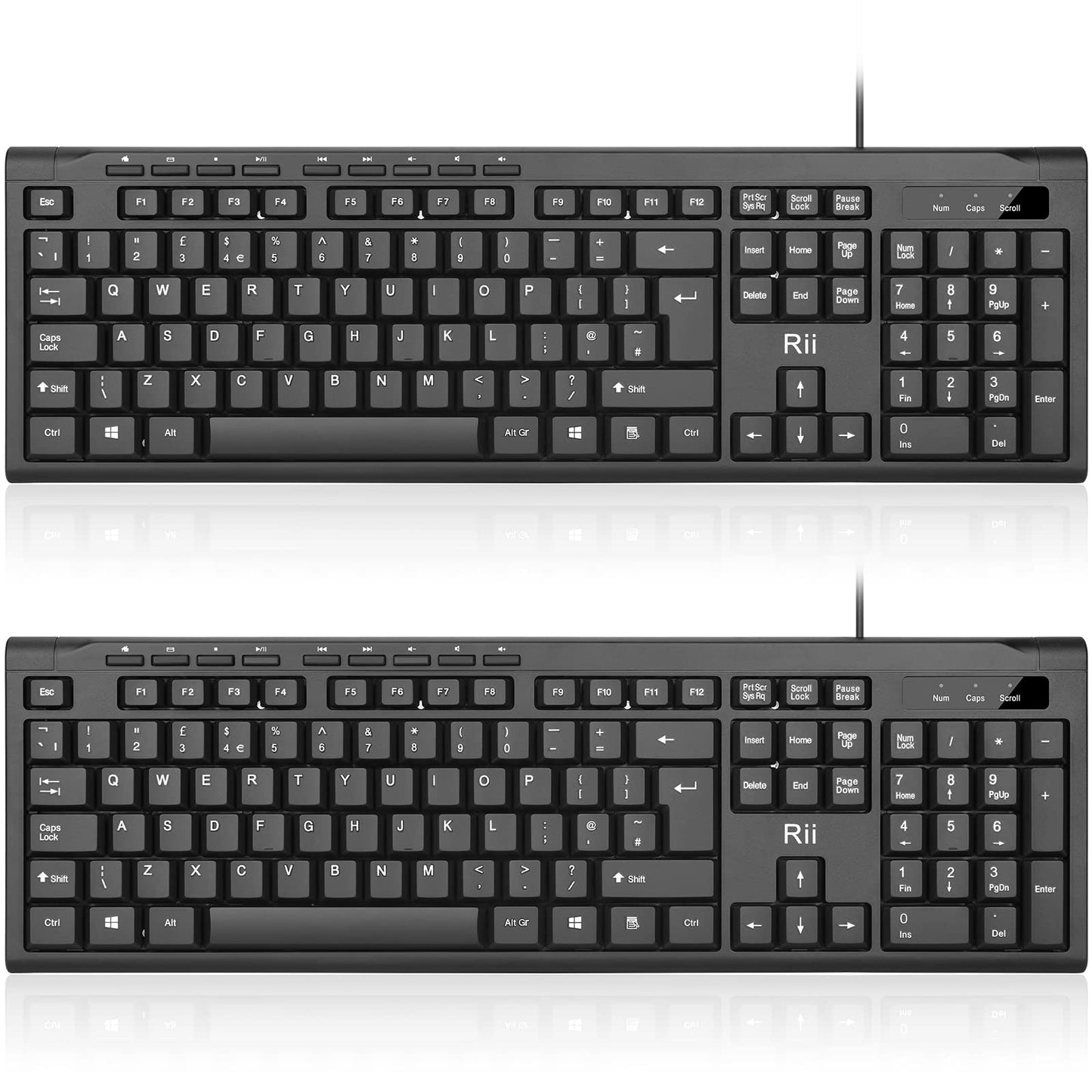 RK907 USB Wired Keyboard Full Size Office Keyboard Compatible with Mac PC Tablet Windows Android UK Layout