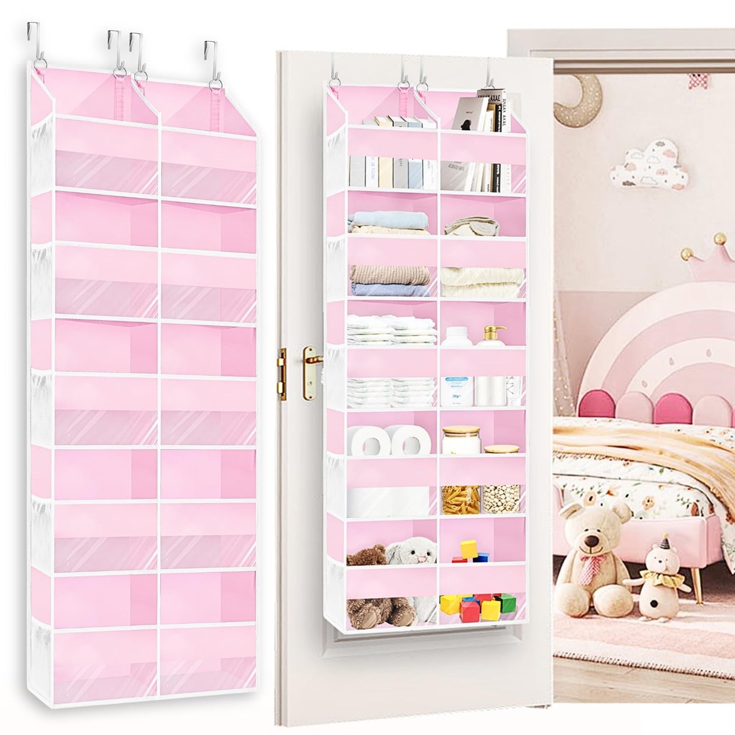 Ofiray-home Over the Door Organiser with 5 Tiers and 10 Compartments, Extra Large Hanging Door Storage with 4 Hooks, 36kg Weight Capacity