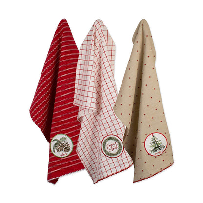 DII Holiday Kitchen Towels Embroidered Dish Towel Set, 18x28, Noel, 3 Piece