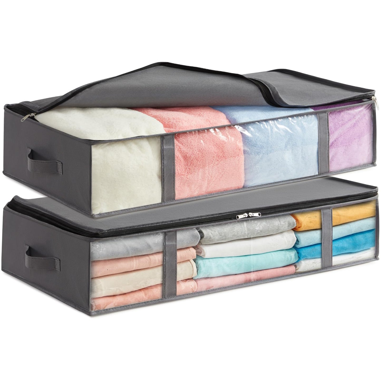 Lifewit 2 Pack Under Bed Storage,90L Clothes Storage Bags with Clear Window