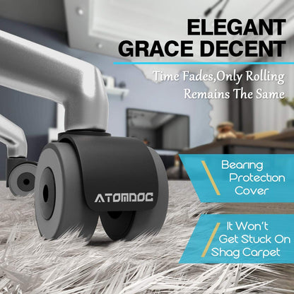 2 Inch Office Chair Replacement Wheels by ATOMDOC, Newly Revolutionary Quadruple Ball Bearing Design，Heavy Duty & Safe Protection for All Floors