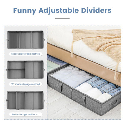 WOVTE Under bed Storage Box with Lids 2Pcs 50L Large Under Bed Storage