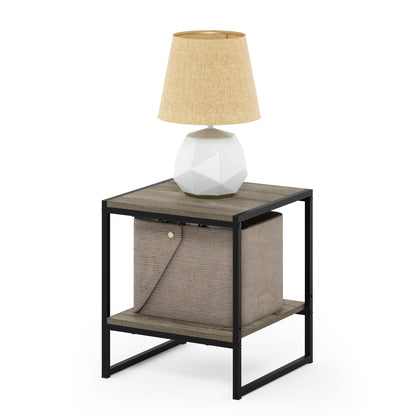 Furinno CAMNUS Side Table, 2-Tier Metal Frame End Table with Open Shelf, Easy Assembly Night Stand, Bedside Table, for Living Room, Bedroom