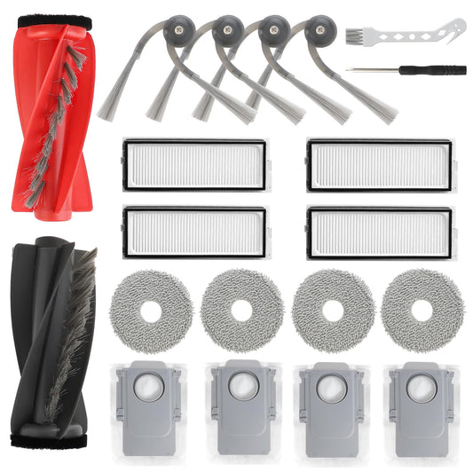 Feilifan 19 PCS Accessories Kit for Roborock Qrevo Curv Robot Vacuum Cleaner, Replacement Parts Main Brush, Side Brush, Washable Filter, Mop Cloths,