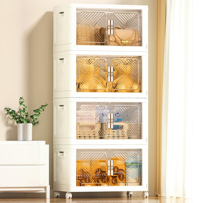 pioncrey 4 Packs Storage Boxes with Lids, 70L*4 Large Capacity Stackable Storage Boxes, Plastic Collapsible Storage Box, Folding Storage Box with