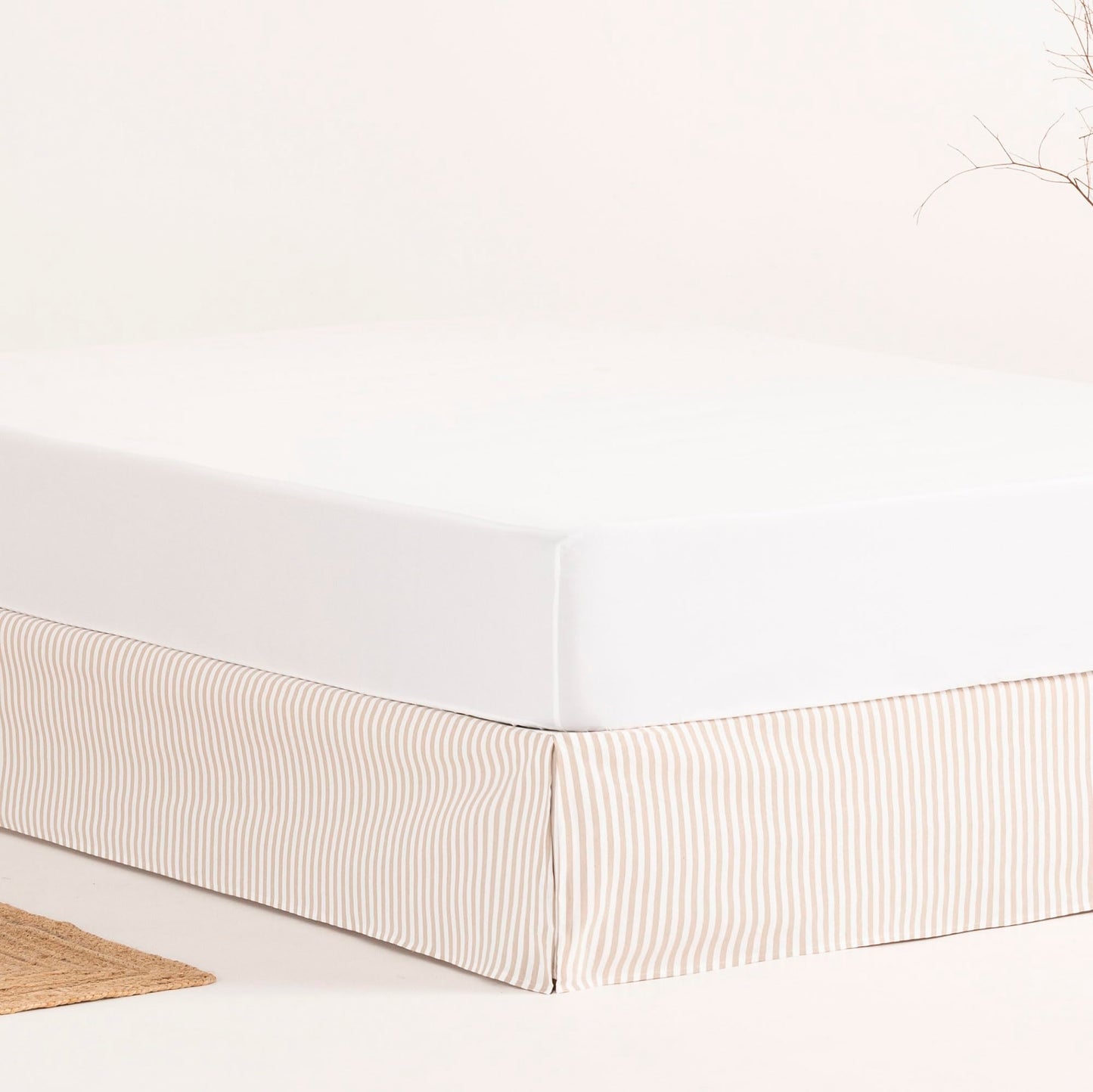 Bed Cover 120 x 190/200 cm Bed Base Cover 120 cm – Beige Stripes
