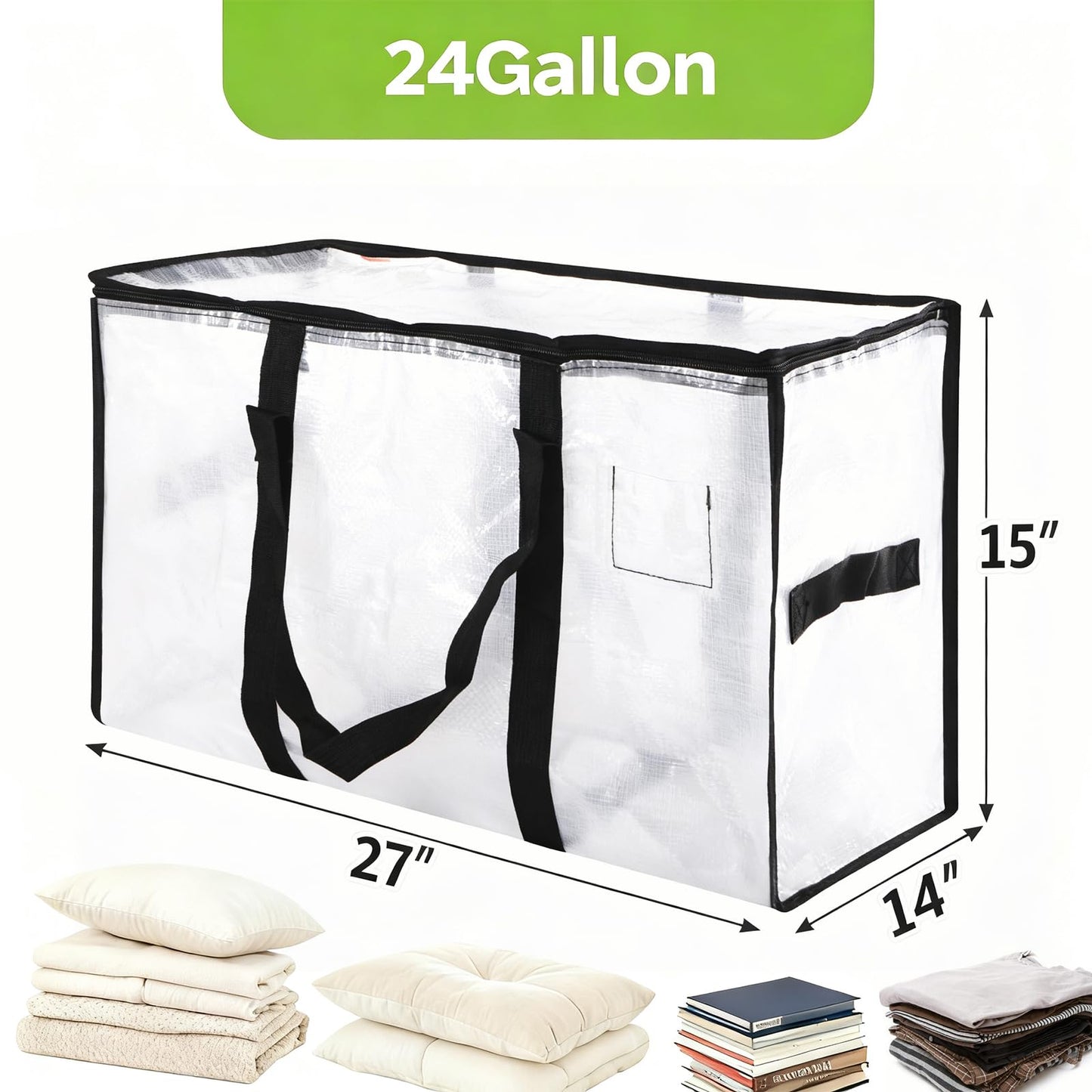 Meetall Extra Large Moving Bags with Zippers - 27x14x15 Inch Heavy Duty Storage Totes
