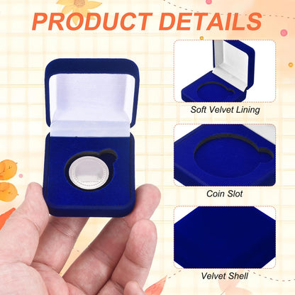PATIKIL Velvet Challenge Coin Presentation Display Box, 45mm Coin Display Case Badge Gift Storage Protective Holder for Commemorative Medals Tokens