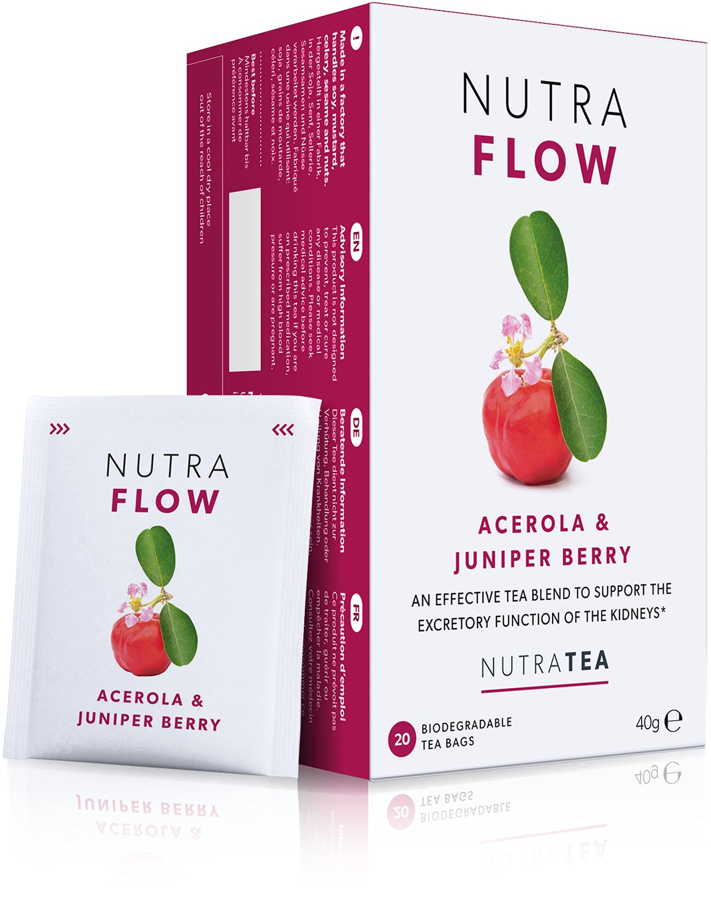 Nutra Tea NUTRAFLOW - UTI Tea & Urinary Infection Tea | Cystitis Teas, Eases Urinary Tract Discomfort. Includes Cranberry & Uva Ursi - 40 Individual