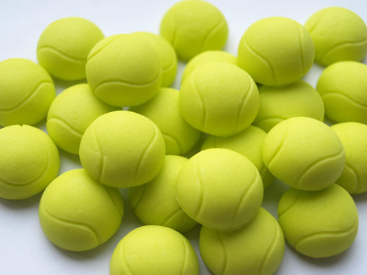 24x Fondant Cupcake Toppers - Tennis Balls - Sports Party Cupcake Cake Toppers