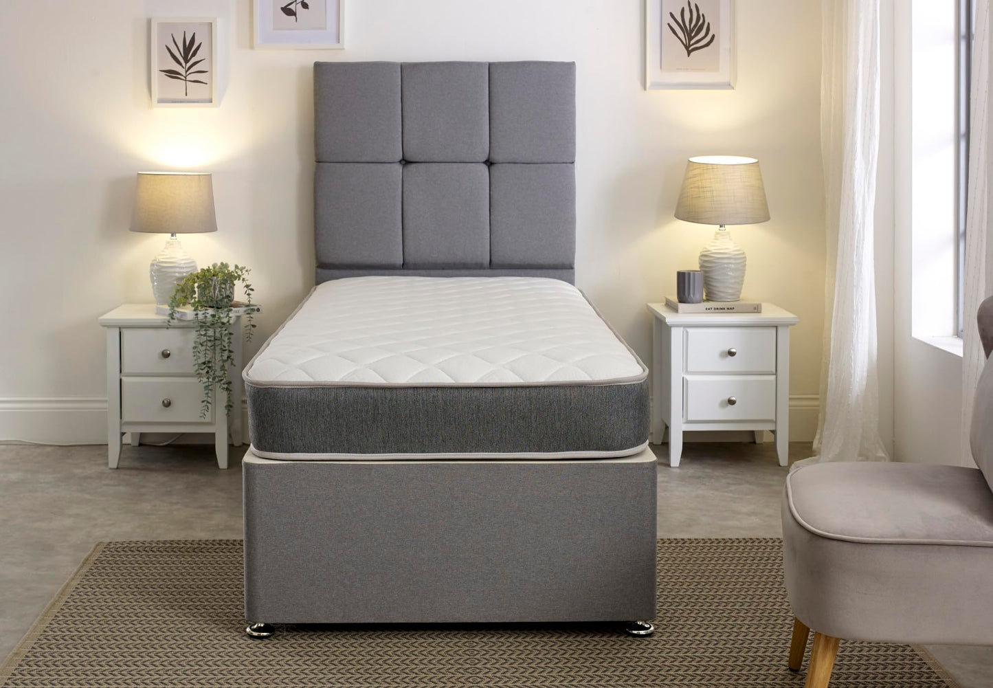 Extreme Comfort Hybrid Grey Essentials Mattress | 3ft Single (90cm x 190cm) | Memory Foam & Bonnell Spring | Plush Feel | Cooltouch Plus Sleep Surface