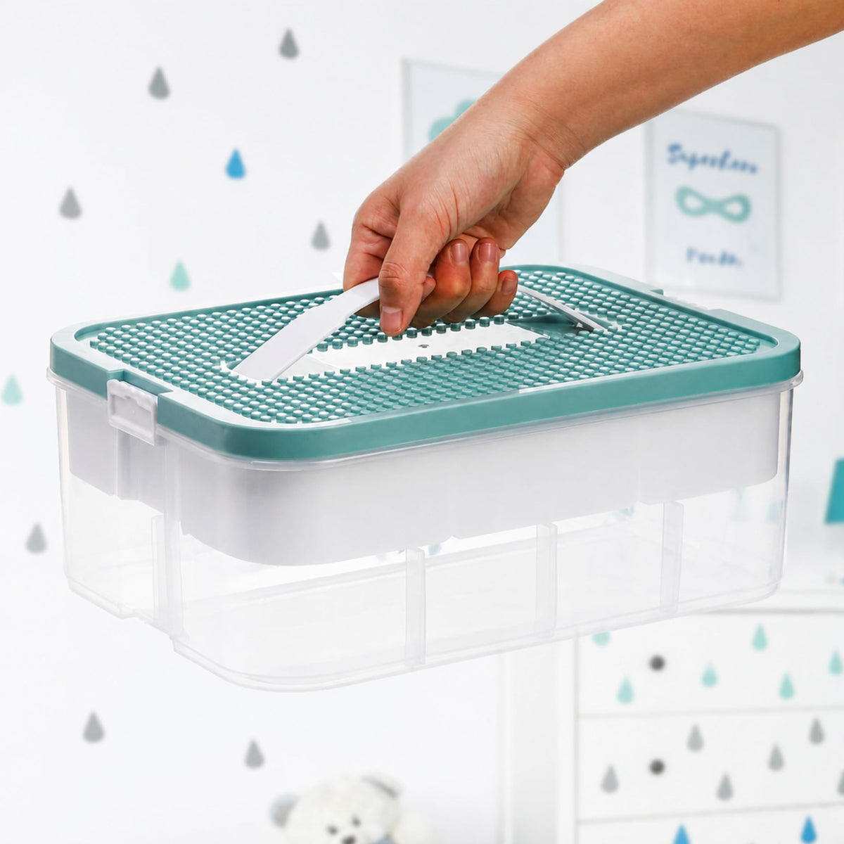 ZEAYEA Stackable Organizer Storage Case, Stackable Storage Container with 16 Compartments, Plastic Storage Box for Crafts, Beads, Beauty Supplies