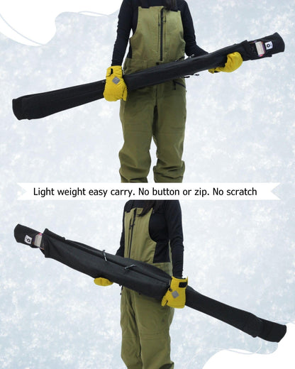 MONS Snow Skis Protection Fabric Soft Sleeve Cover Wide Open Easy Pack (M)