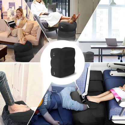 Inflatable Foot Rest Pillow, Airplane Travel Pillow, Multifunctional Adjustable 3 Layers Height Foot Rest