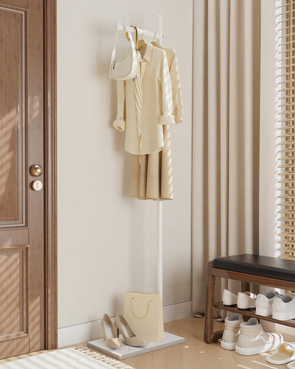 Yawinhe Freestanding Coat Rack Metal,174cm L- shape Garment Rack,White