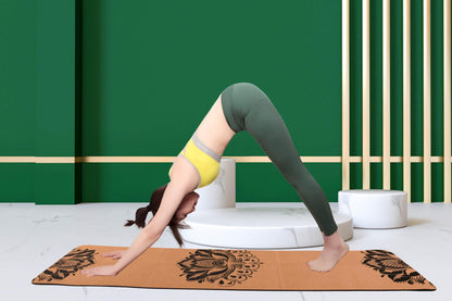 EKE Cork Folding Yoga Mat, 5mm Thickness, Standard Size, Foldable, Lightweight and Portable, Suitable for Yoga, Pilates, Fitness, Sports, Training,