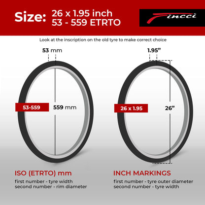 Fincci Pair Bike Tyres 26x1.95 Inch 53-559 MTB Hybrid Tyre with 3mm Anti puncture Proof Protection 60 TPI for Cycle Road Mountain Hybrid Bike Bicycle