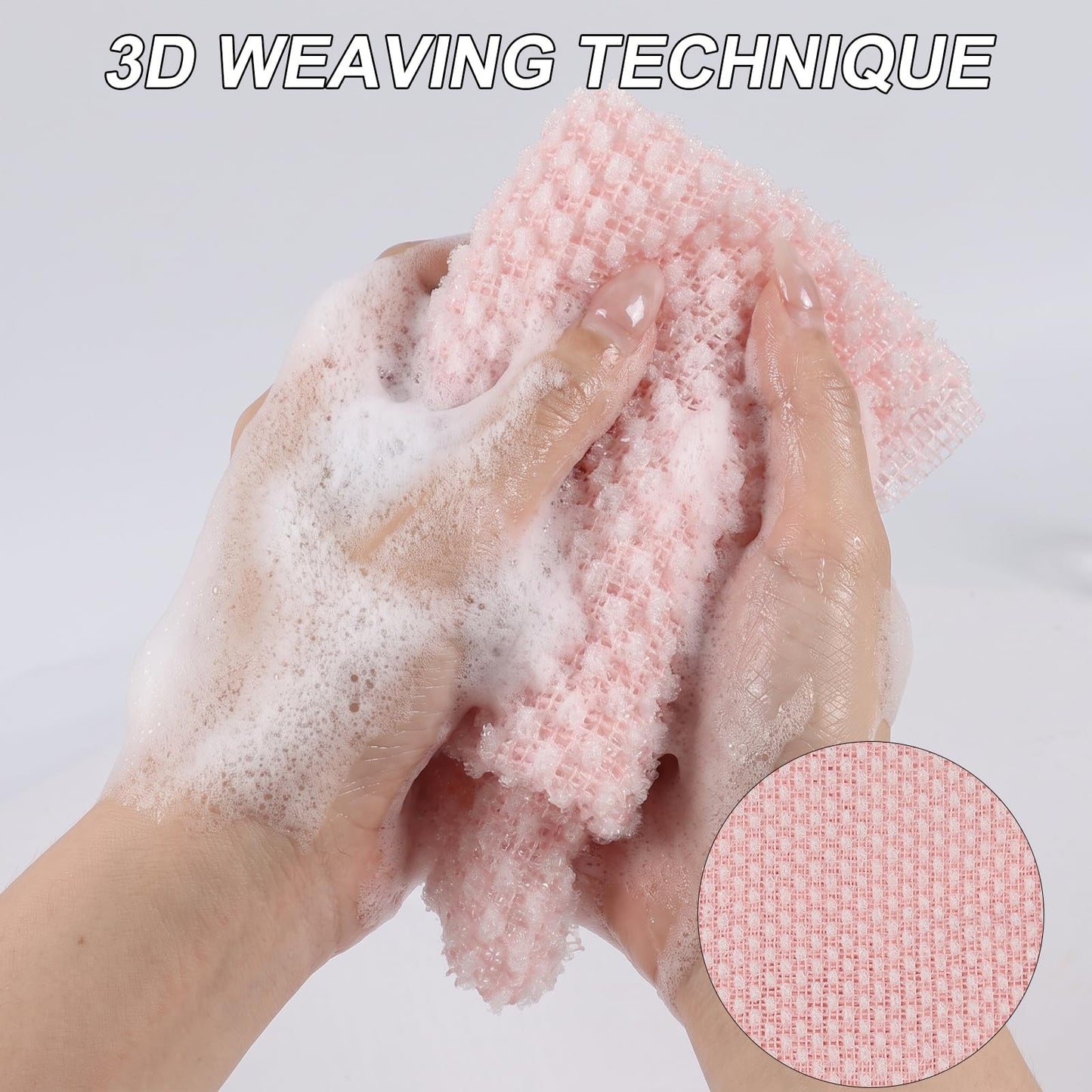 CMANLNYK 2Pcs Japanese Exfoliating Shower Towel - Deep Exfoliating Back Scrub Gentle on Sensitive Skin, 3D Weaving Technique Shower Towel
